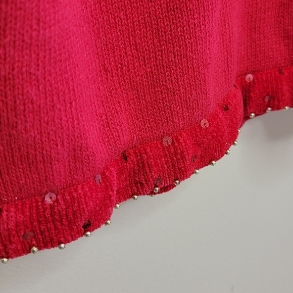 Vintage Quacker Factory | Red American Flag & Star Sequined V-neck Sweater - Picture 3 of 6